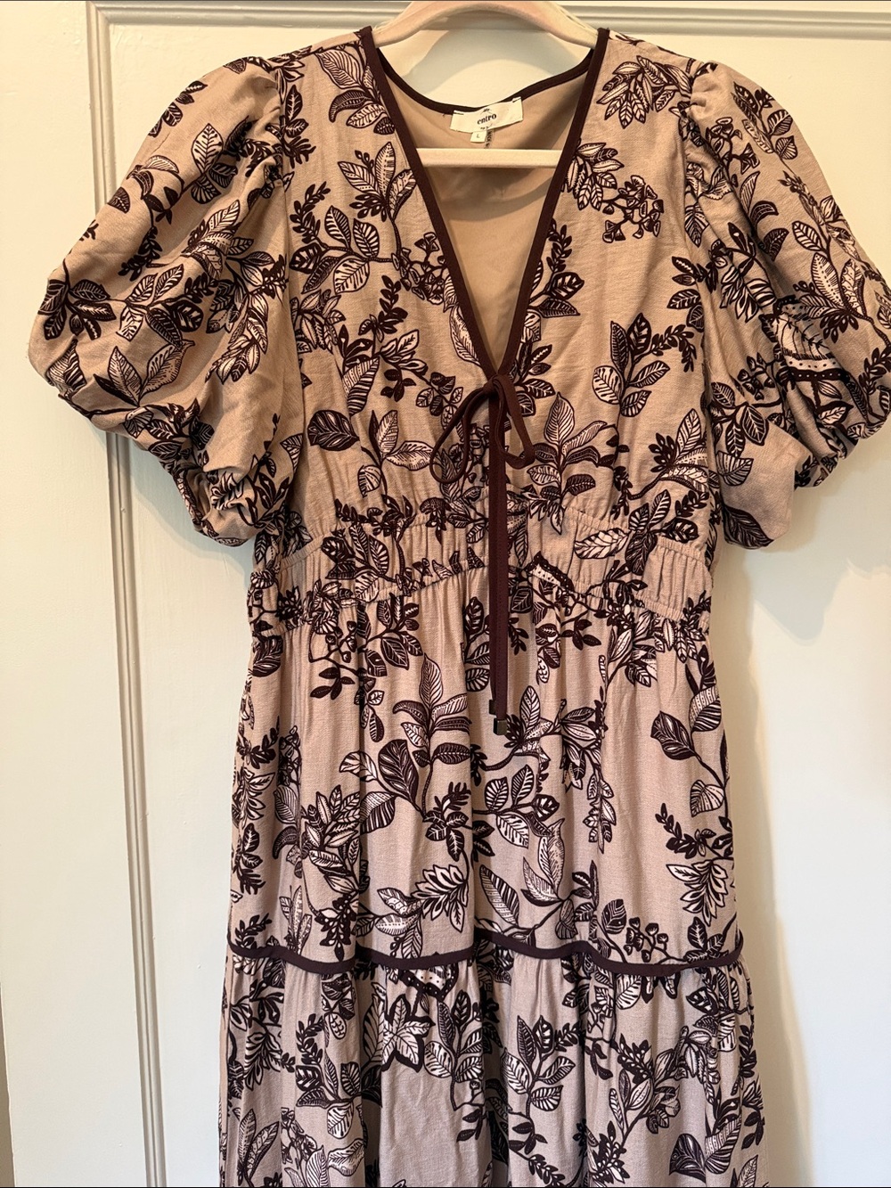 entro Beige Maxi Dress with Brown Floral Print - Picture 4 of 4